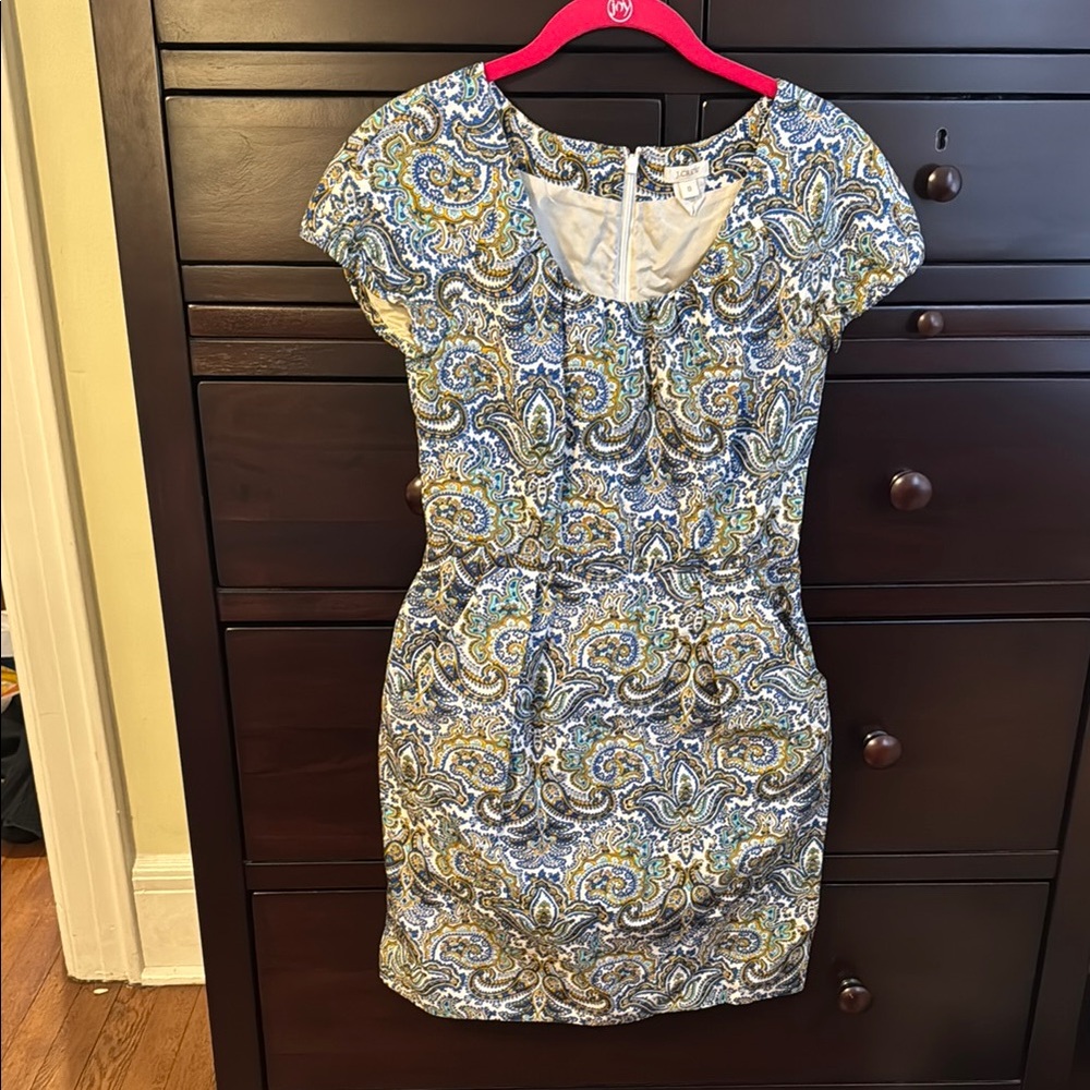 Paisley Print Dress with Blue and Green Accents